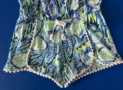 Lilly Pulitzer Girls M Bala Romper Indigo Sunset Print 2016 vhtf - Picture 4 of 8