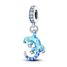 MULA European Silver Plated Charm AAA CZ Enamel Blue gecko For Women Bracelet