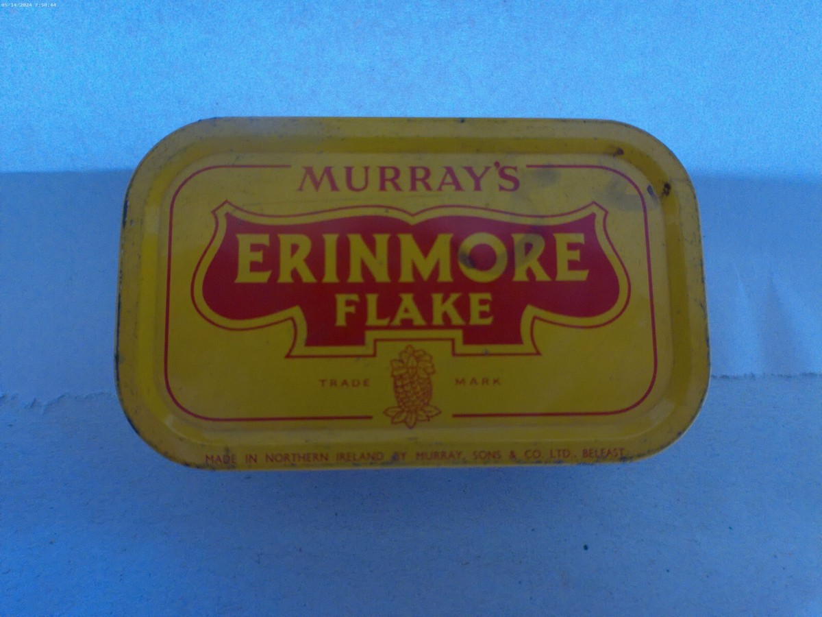 erinmore flake tobacco tin Vintage Murray's Erinmore Flake Tobacco Tin, Empty, Made in Northern Ireland