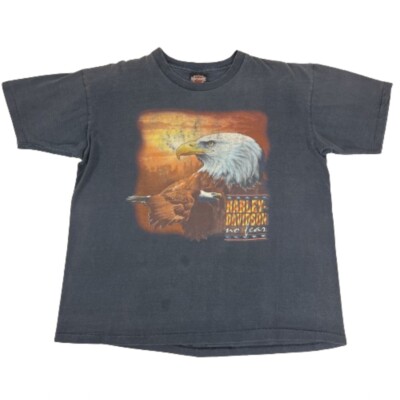 Vintage 90s Harley Davidson Large Screaming Eagle No Fear T Shirt Faded 1992 IL