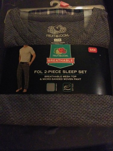 New Fruit of the Loom FOL 2 piece Sleep Set S/CH Breathable Mesh Top Blue.LocB10 - Picture 1 of 5