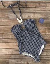 Women's Beach by Melissa Odabash Swim Suit One Piece Halter Blue M, L