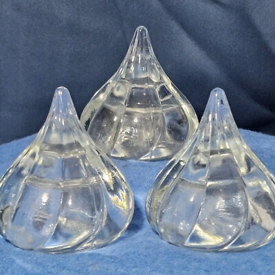 Art Glass Candy Swirl Paperweight Chocolate Drop Mint Clear Hollow 3'' h x 2.9'' w