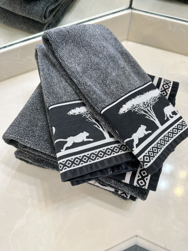 Hampton Manor Safari Bath & Hand Towels 4 Piece Set Black/Gray
