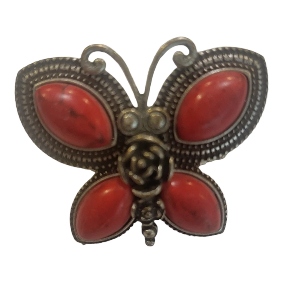 Conjunto de dos anillos mariposa turquesa y naranja rojizo muy bonitos  Foto 4 de 4