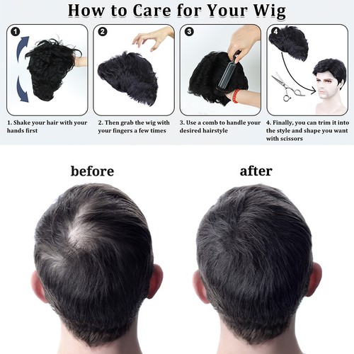 Pelucas con clip para postizos de cabello humano Remy real Toupee para hombre - Imagen 9 de 17