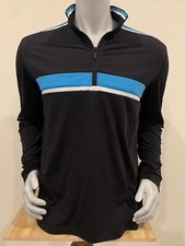 Callaway Pullover Mens Medium Black Blue 1/4 Zip Swing Tech Eco Weather Series