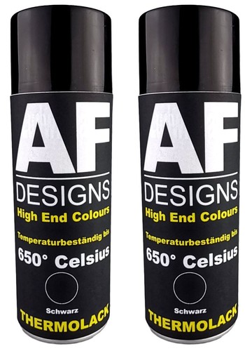 2 Thermolack Spray Schwarz Spraydosen Ofenlack Auspufflack Hitzebest. 650 °C 400