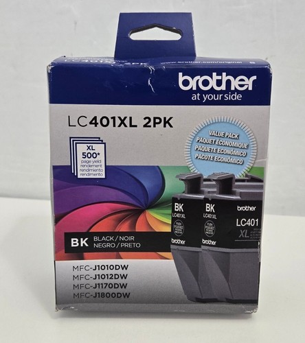 Genuine Brother LC401XL 401 XL 2PK BLACK Ink Cartridges 2-Pack Exp 11/27