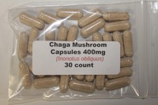 30 count Chaga Mushroom Powder Capsules Inonotus obliquus 400mg