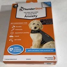 Thundershirt Dog Medium 26-40 lbs Gray Solution Anxiety Thunder Fireworks Travel