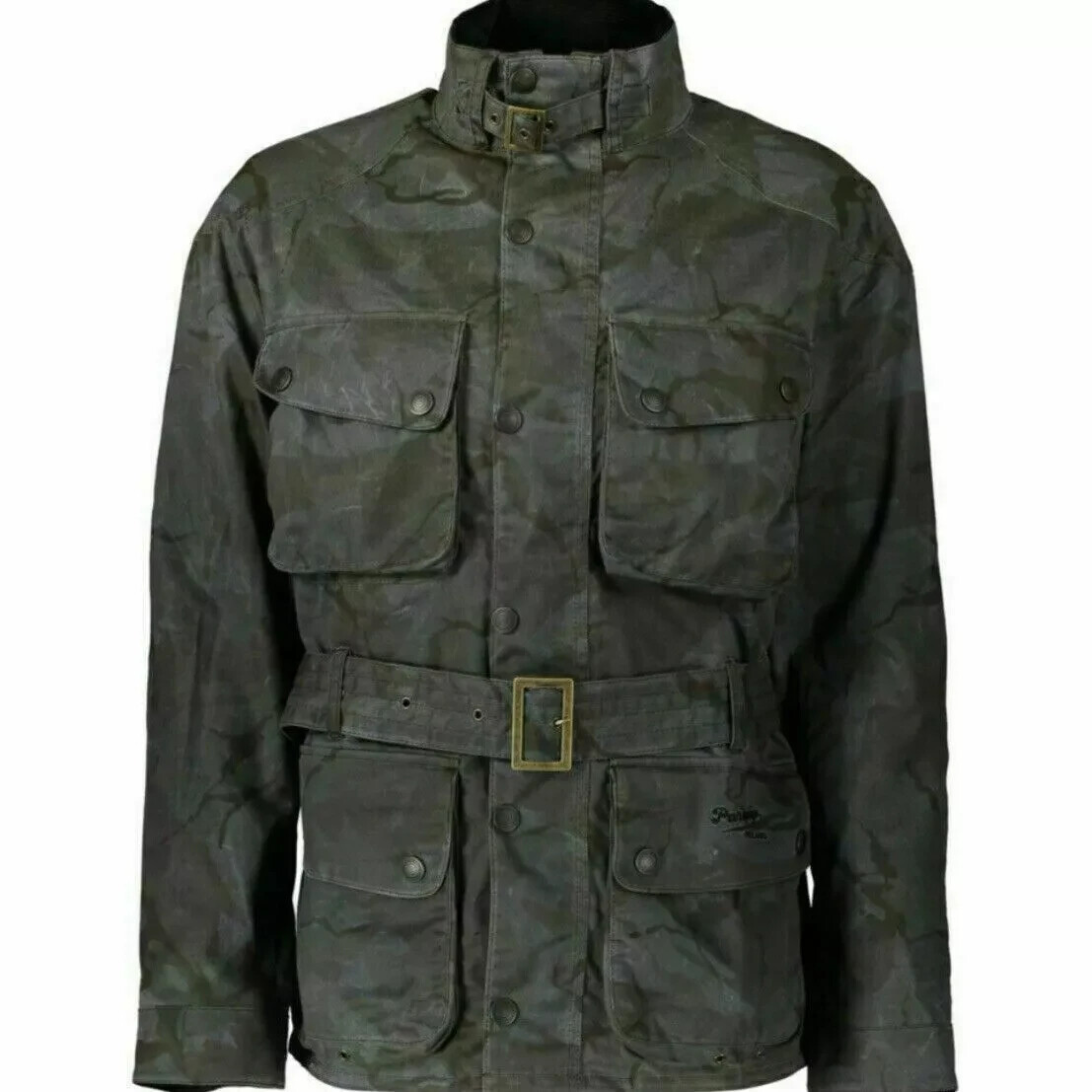 NUEVO Abrigo chaqueta de motociclista encerado John Partridge para hombre CAMUFLAJE talla L PVP £275