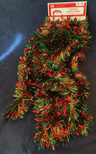 BRAND NEW HOLIDAY TIME Red  Green 15 Feet Tinsel Garland