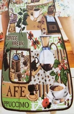 Twill Fabric Kitchen Apron with pocket, 20" x 30", ESPRESSO & COFFEE BREAK, ASM 