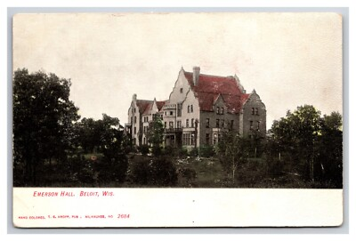 #ad Emerson Hall Beloit Wisconsin WI UNP Hand Colored UDB Postcard XB8 $4.46