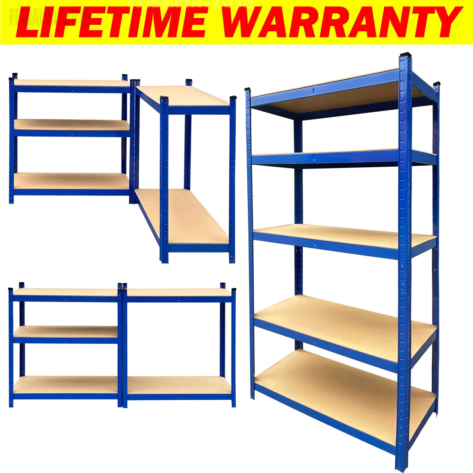 Garage Racking 5 Tier Shelving Unit Boltless Heavy Duty Metal Shelf Shed Storage