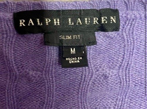 Ralph Lauren Black Label Cashmere Purple V-Neck Pullover Sweater Size Medium - 第 3/5 張圖片