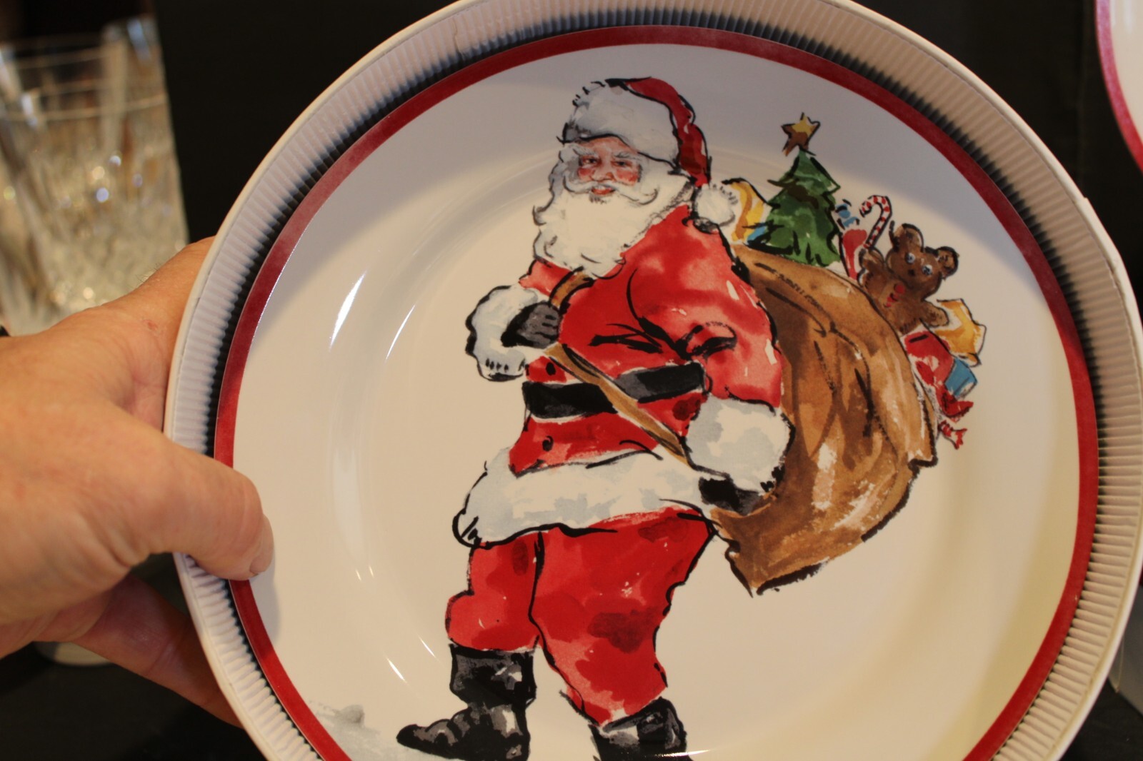 POTTERY BARN PAINTED SANTA SALAD PLATES 8 5/8" W/ BOXES eBay