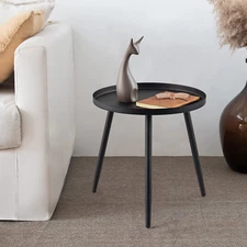 End Table Accent Table for Living Room Bedroom Waterproof Metal Indoor Black
