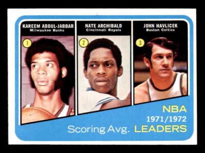 1972 Topps Basketball #172 NBA Scoring Avg. Leaders Jabbar Havlicek EX/MT *e1
