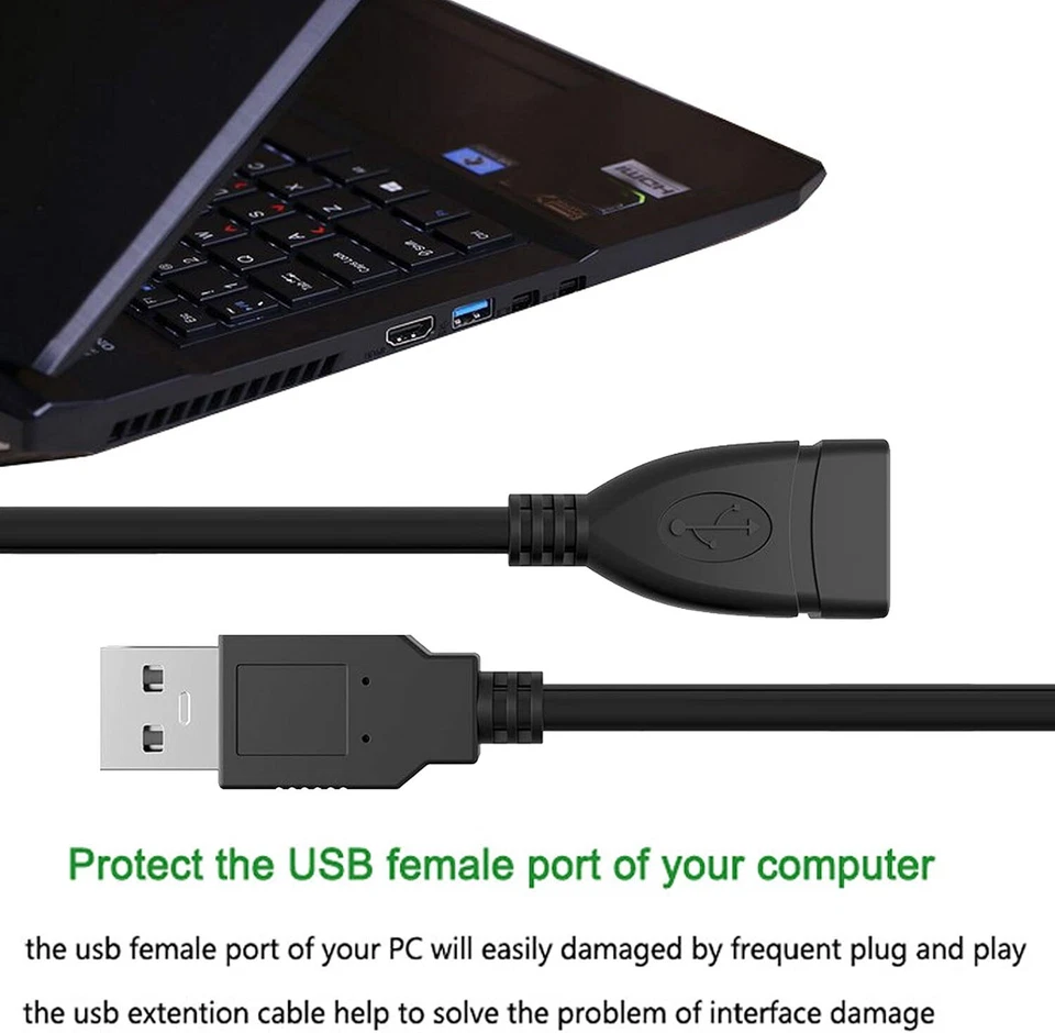 High-Speed USB-USB Extension Cable USB 2.0 Adapter Extender Cord Male/Female LOT - Image 3 of 4