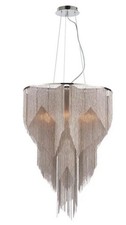 GORGEOUS LARGE MODERN  STATEMENT FINE CHAIN ART  CEILING LIGHT IN NICKEL PLATE 