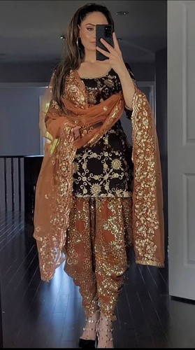 TRAJE DE BOLLYWOOD PAQUISTANÍ INDIO BODA DHOTI TOP SALWAR KAMEEZ VESTIDO DE FIESTA - Imagen 4 de 9