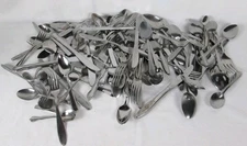98 pc. lot of Stainless Steel Flatware Mixed Forks Spoons Knives Camp Crafts