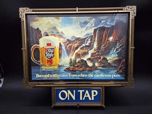 Vintage Old Style Beer Waterfall Lighted Sign 17 X 15 On Tap Light Heileman's