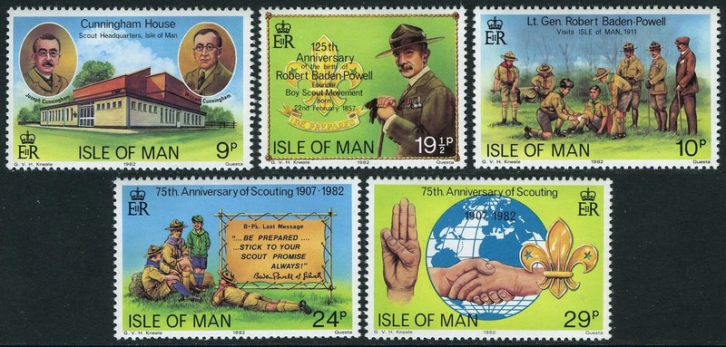 Isle of Man 1982-1985 #207-211, 276-280 MNH 75th Anniv of Scouting & Girl Guides