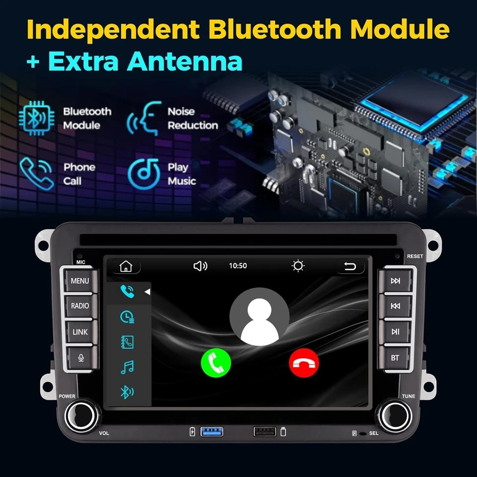 Autoradio Bluetooth Linux per Golf 5 6 VW Polo T5 Seat con navigatore WLAN FM/AM - Immagine 3 di 4