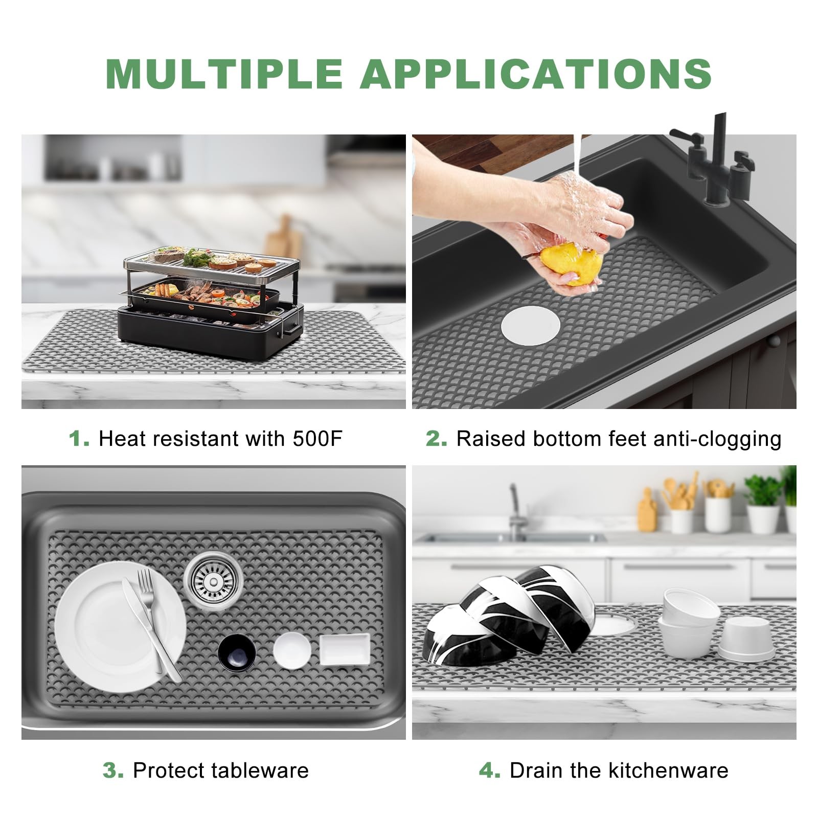 Best Sink Protectors for Kitchen - Large 28.4"x 15" with Rear Drain Hole Heat