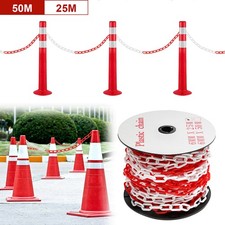 Absperrkette 25m/50m Warnkette Kunststoff Kunststoffkette rot wei&szlig;/schwarz gelb