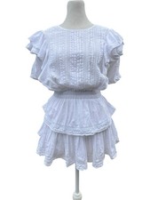 LoveShackFancy $345 Natasha Heritage Mini Ruffle White XS Dress Boho Bridal Airy