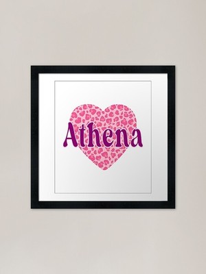 Athene Name rosa Leopard Herz Rahmen gerahmt Wandbild Poster Leinwanddruck Bild