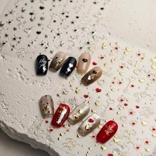 2 Sheets 5D Embossed Heart Nail Stickers 3D Self-Adhesive Red Black Color-18