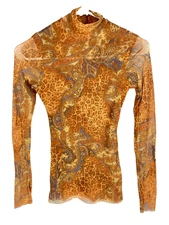 VTG Sweet Pea By Stacy Frati Top Womens Sz S Y2K Sheer Mesh Floral 2000s Snug