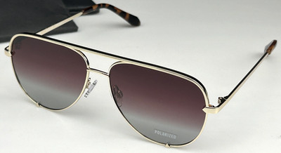 QUAY HIGH KEY Women's 60mm Rose Gold Frame POLARIZED Lens Aviator Sunglasses NEW