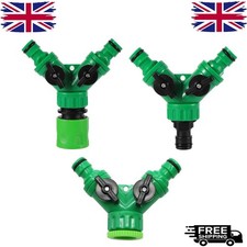 Hose Pipe Splitter Connector 2 way Adaptor Garden Tap Individually Switched-UK