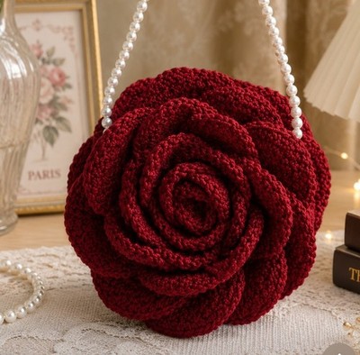 Handmade Rose purse Crochet Flower bag Women gifts