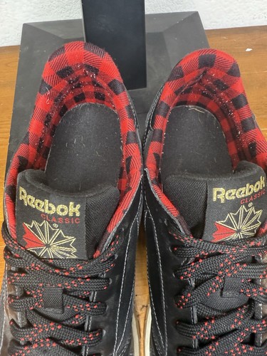Zapatos Reebok Clásicos Hombre Negro Cuero Tela Rojo Sangre Talla 11.5M Euro 45 - Imagen 8 de 9
