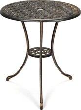 24" Patio Bistro Table Round Outdoor Coffee Table Small Table 2" Umbrella Hole