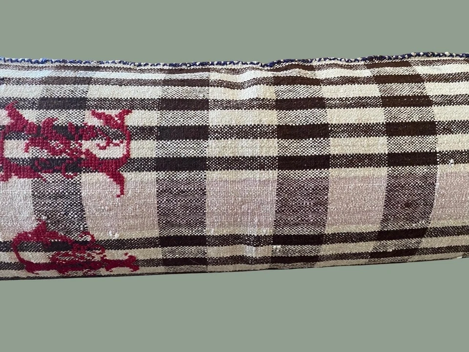 Oaxaca woven wool Zapotec Designed by Nun Commune Lumbar Pillow cover 18" x 54" - Image 3 of 4