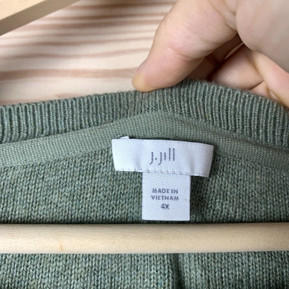 J Jill Sweater Woman 4X Sage Green Embroidered Flower Patterned - Image 4 of 4