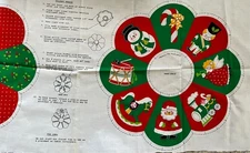 Vintage Cranston Fabric Panel Christmas Holiday Cut & Sew Red Green Wreath New