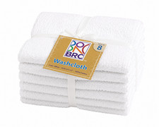 BRC 8-Pack 100 Cotton Wash Cloths 12x12 Soft Absorbent White Towels