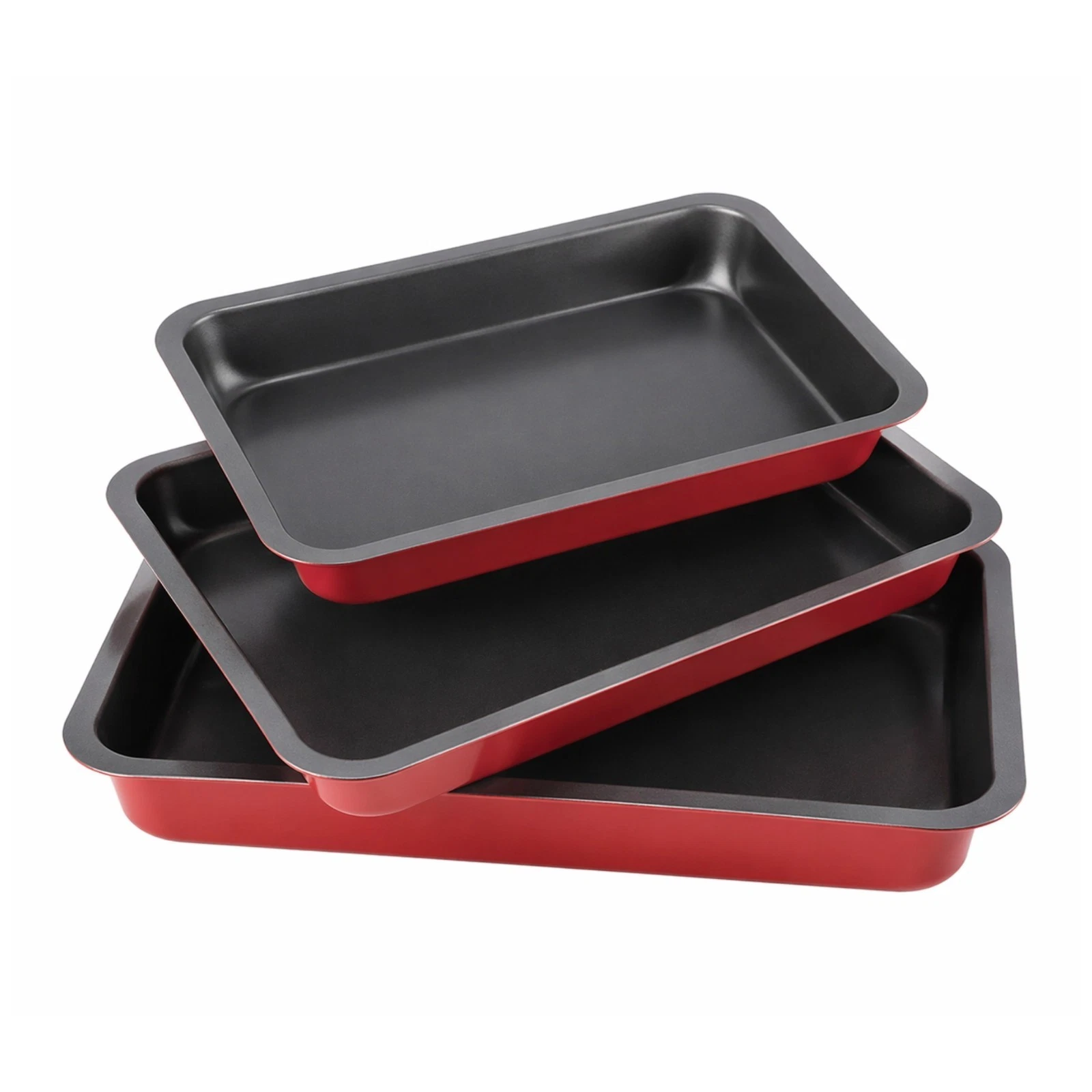 3 PIECE NEW LARGE NON STICK OVEN BAKING ROASTING PAN DISH ROAST TIN & TRAYS SET