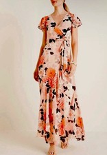 Eliza J Chiffon Faux Wrap Floral Maxi Dress Hi-low Size 6 New