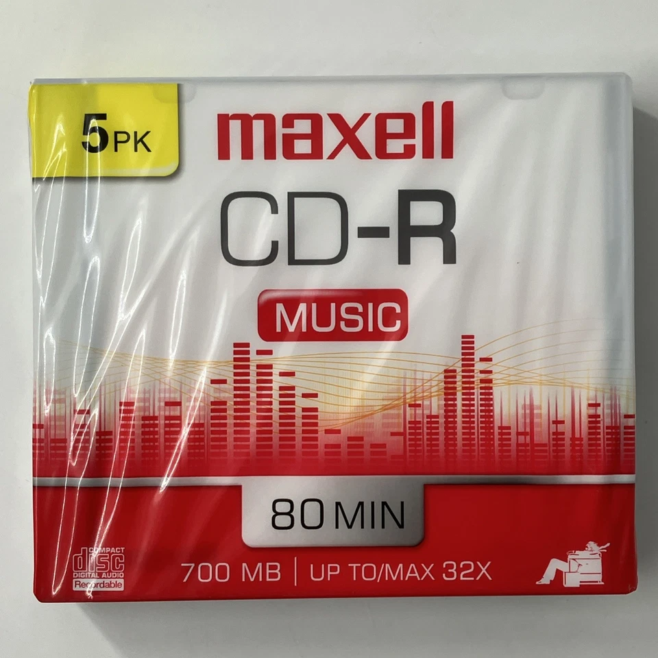 Maxell 10X 5PK CD-R Music Audio Recording 32x 80 Min 700 MB Compact Disc NEW! - Image 4 of 4