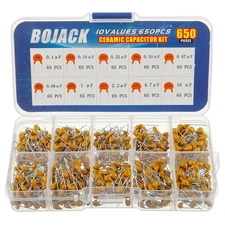 BOJACK 10 Type Values 650Pcs Ceramic Capacitor Assortment Kit Capacitors... 